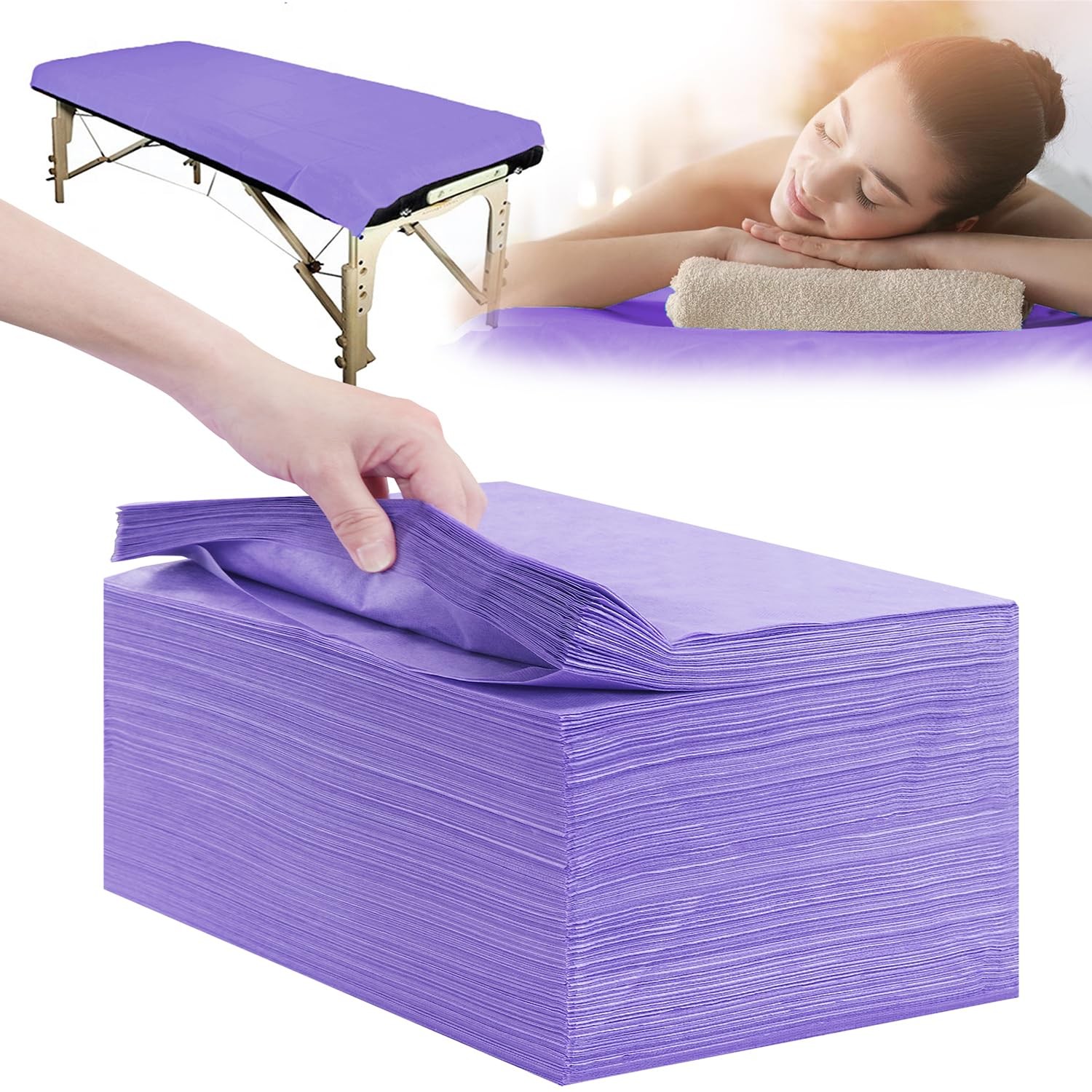 Disposable Bed Sheets 100 Pcs 31″ x 71″ Massage Table Purple 100 PCS