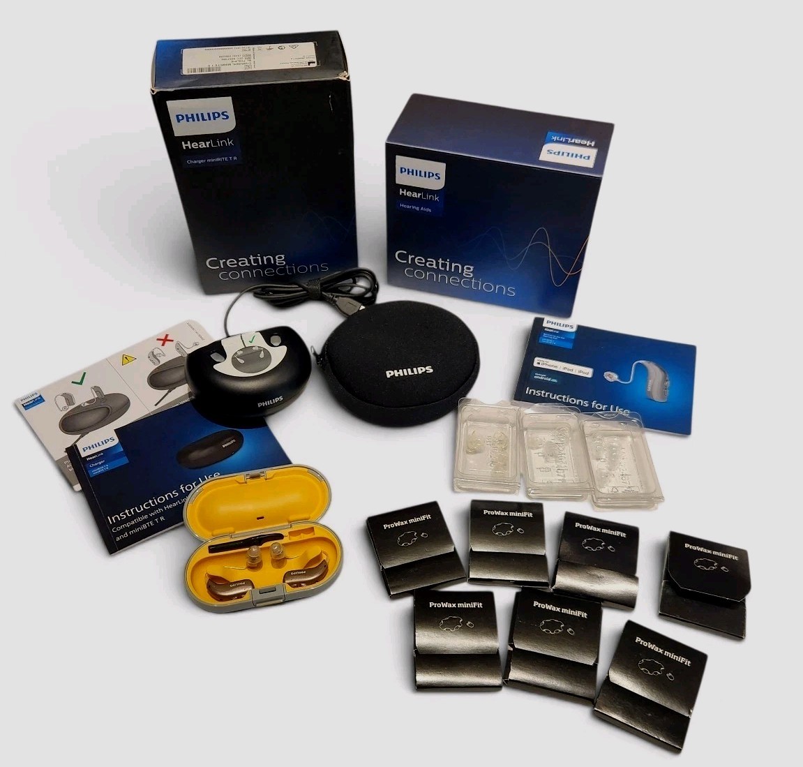PHILIPS HearLink 9030 MNR T R Rechargeable Bluetooth Hearing Aids w/ Charger