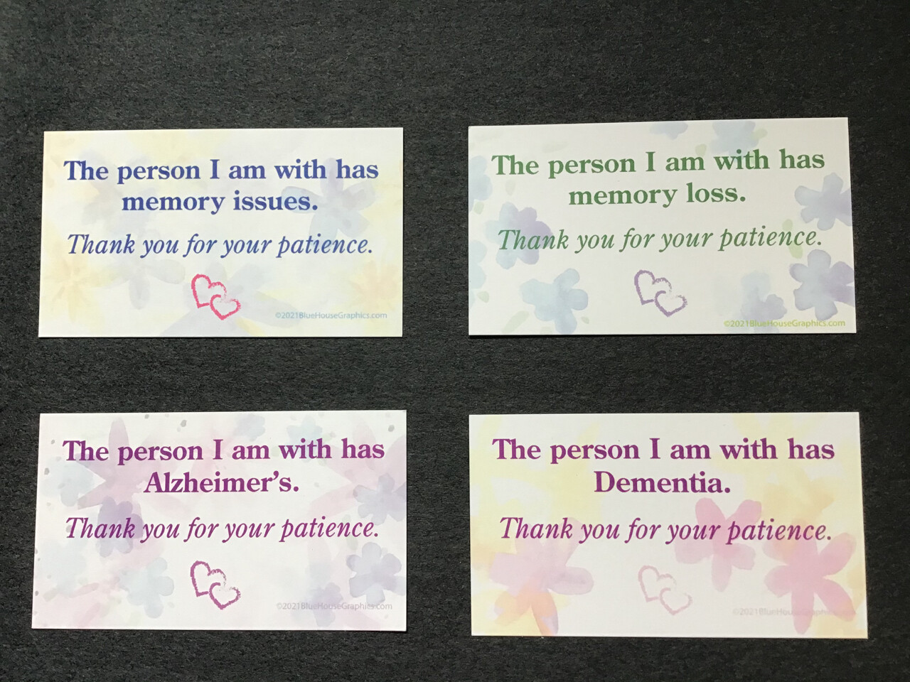 Dementia Business Cards Memory Card Alzheimers Patient Patience Loss Caretaker
