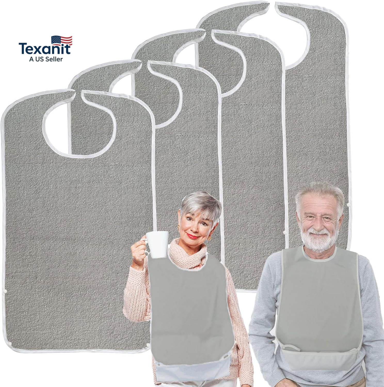 Adult Bibs for Eating Women/Men/Elderly Washable,Waterproof, Clothing Protectors