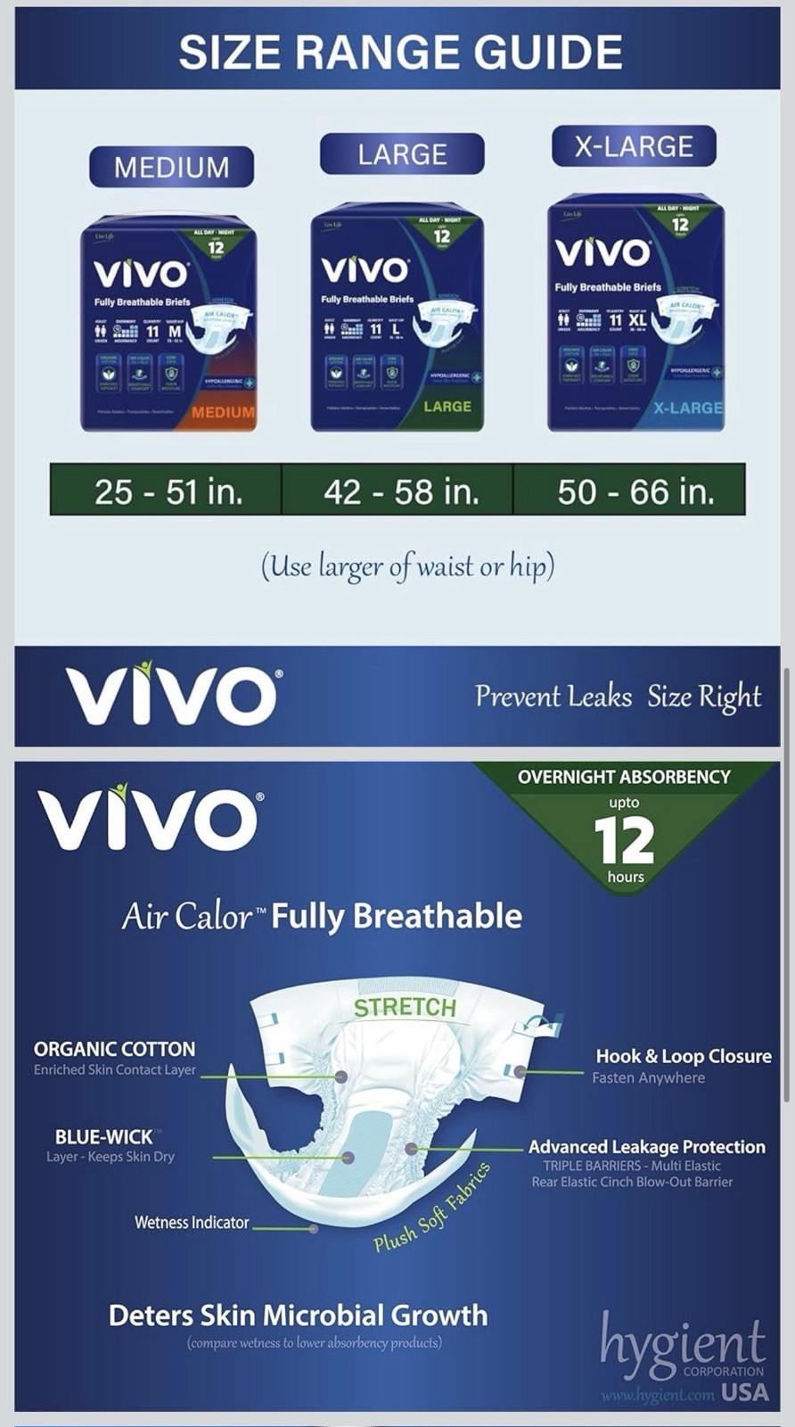 VIVO Organic Cotton Sensitive Skin Overnight Adult Incontinence Pullup Underw…