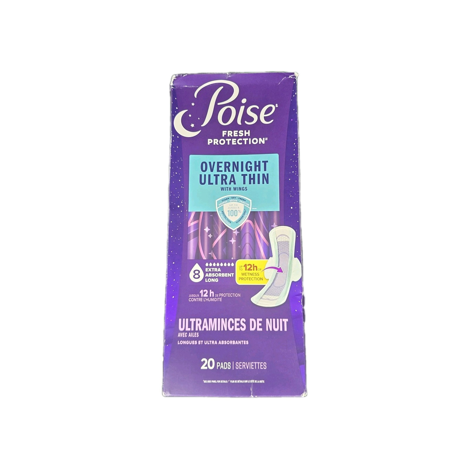 Poise Overnight Ultra Thin Incontinence Pads, Ultimate Absorbency – 20 Count