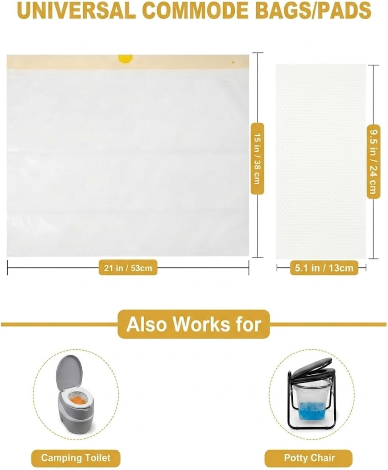 Bedside Commode Liners with Absorbent Pads, Lemon Scented Disposable Commode Bag