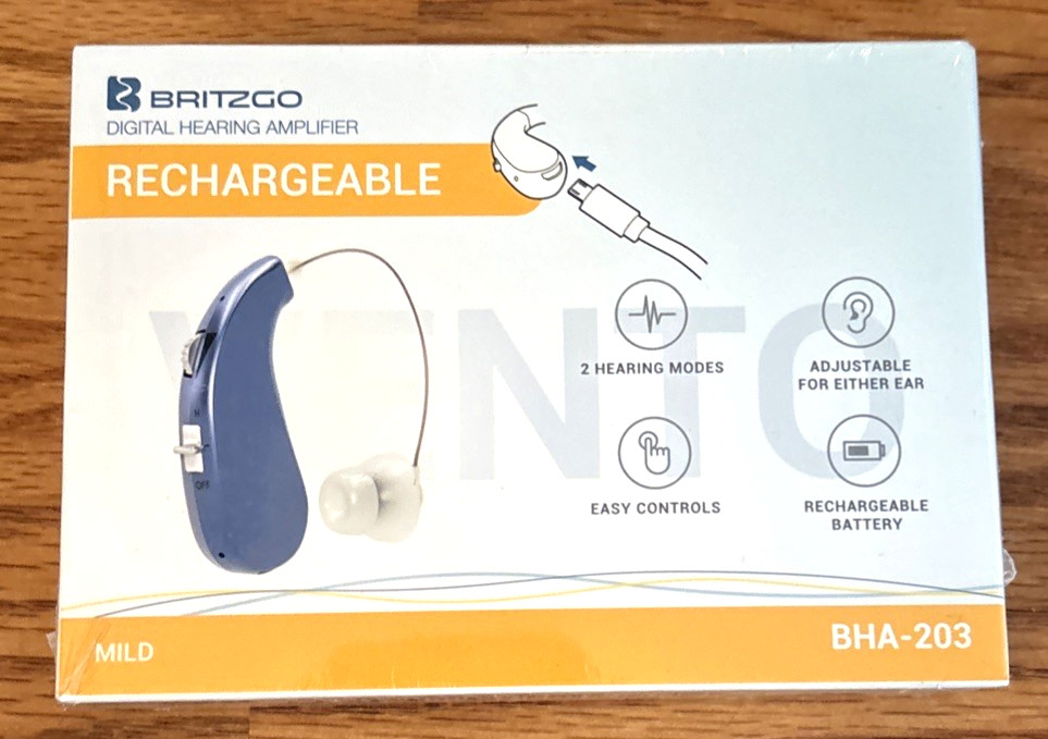 Britzgo Entry Level Rechargeable Digital Hearing Amplifier Bha-203, Blue, 8 Oz