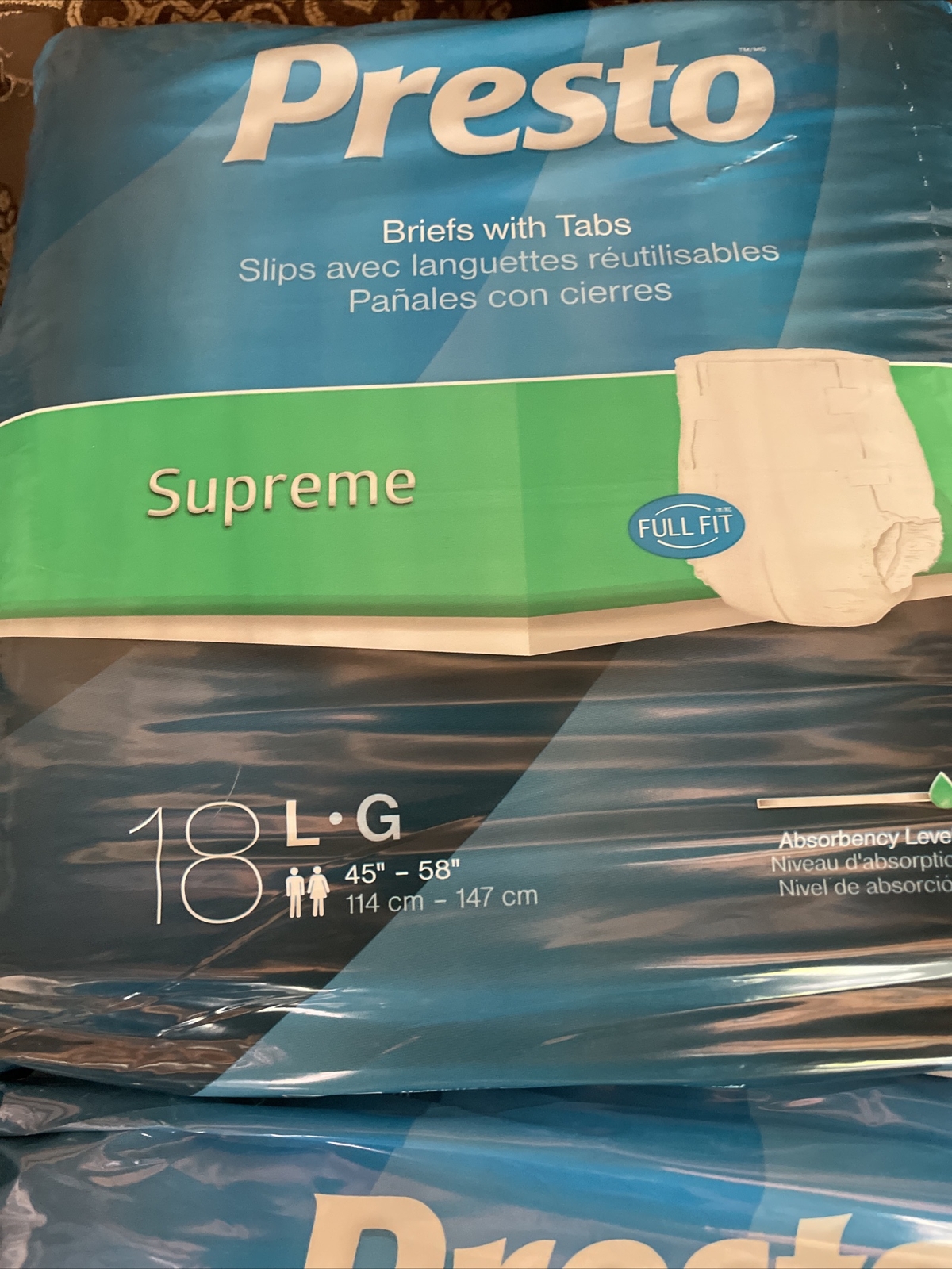 PRESTO Adult Diapers SUPREME UNDERWEAR Large MAX ABSORBENCY 18 COUNT SALE New
