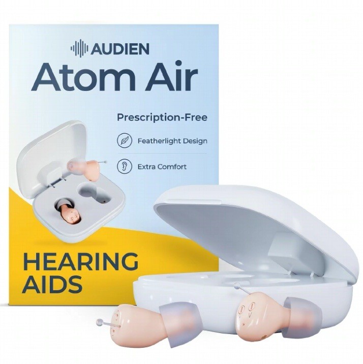 Audien Atom Air OTC Hearing Aids Pair Invisible Rechargeable New Sealed