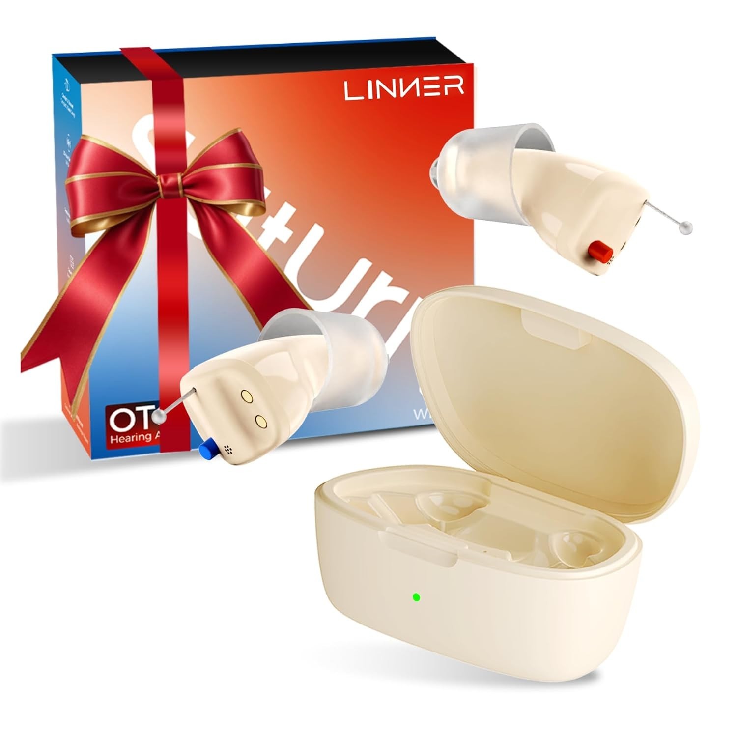 LINNER Saturn Hearing Aids For Seniors Adults Rechargeable Noise Canceling Beige