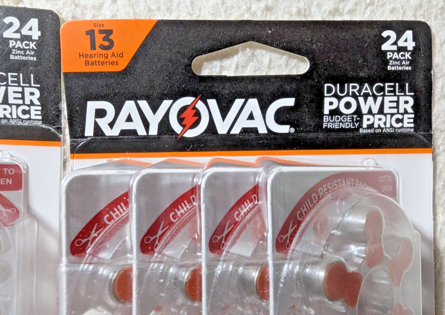 Duracell 24 Pack Size 13 Hearing Aid Batteries w/ Easy Tab 13-cr-24r EXP 10/28