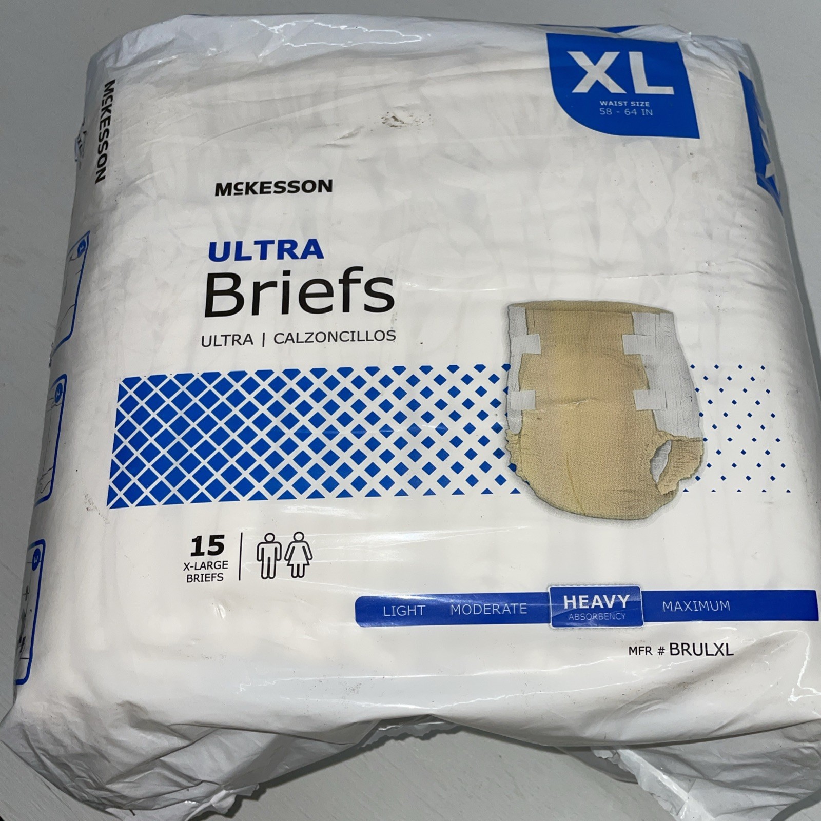 New McKesson Ultra Briefs, Heavy Absorbency Size XL ,15 Per Pack