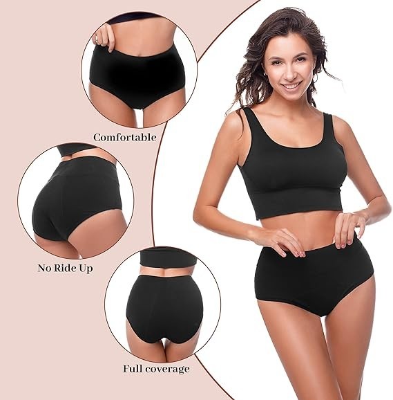 3 Pack High Absorbency Incontinence Underwear for Women Washable Leakproof Panti