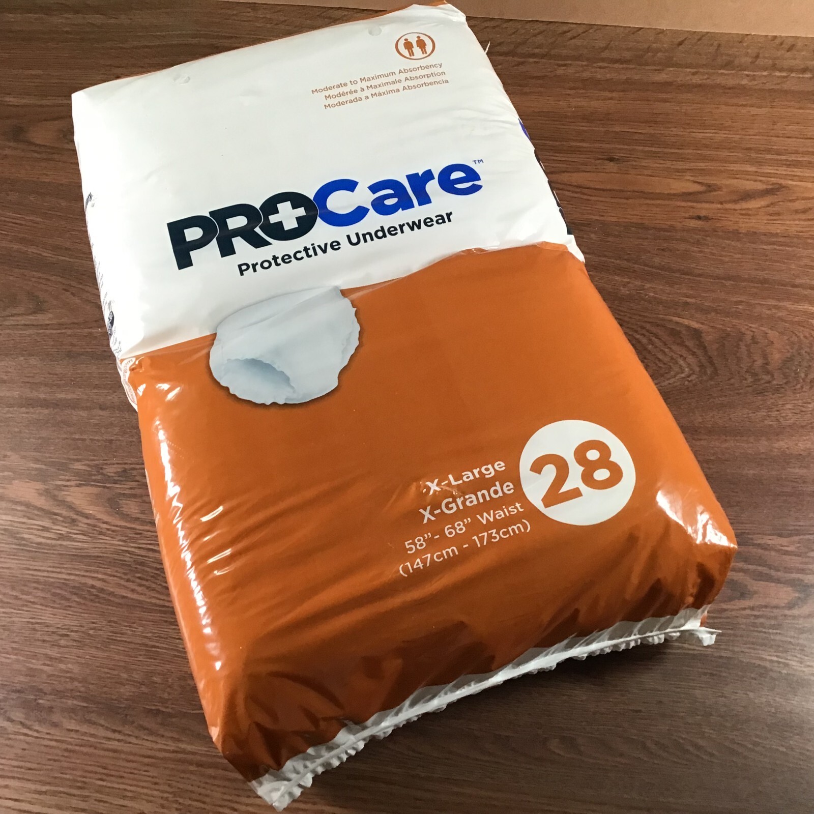 28-COUNT ProCare Protective Underwear X-Large New Sealed Bag Moderate to Maximum
