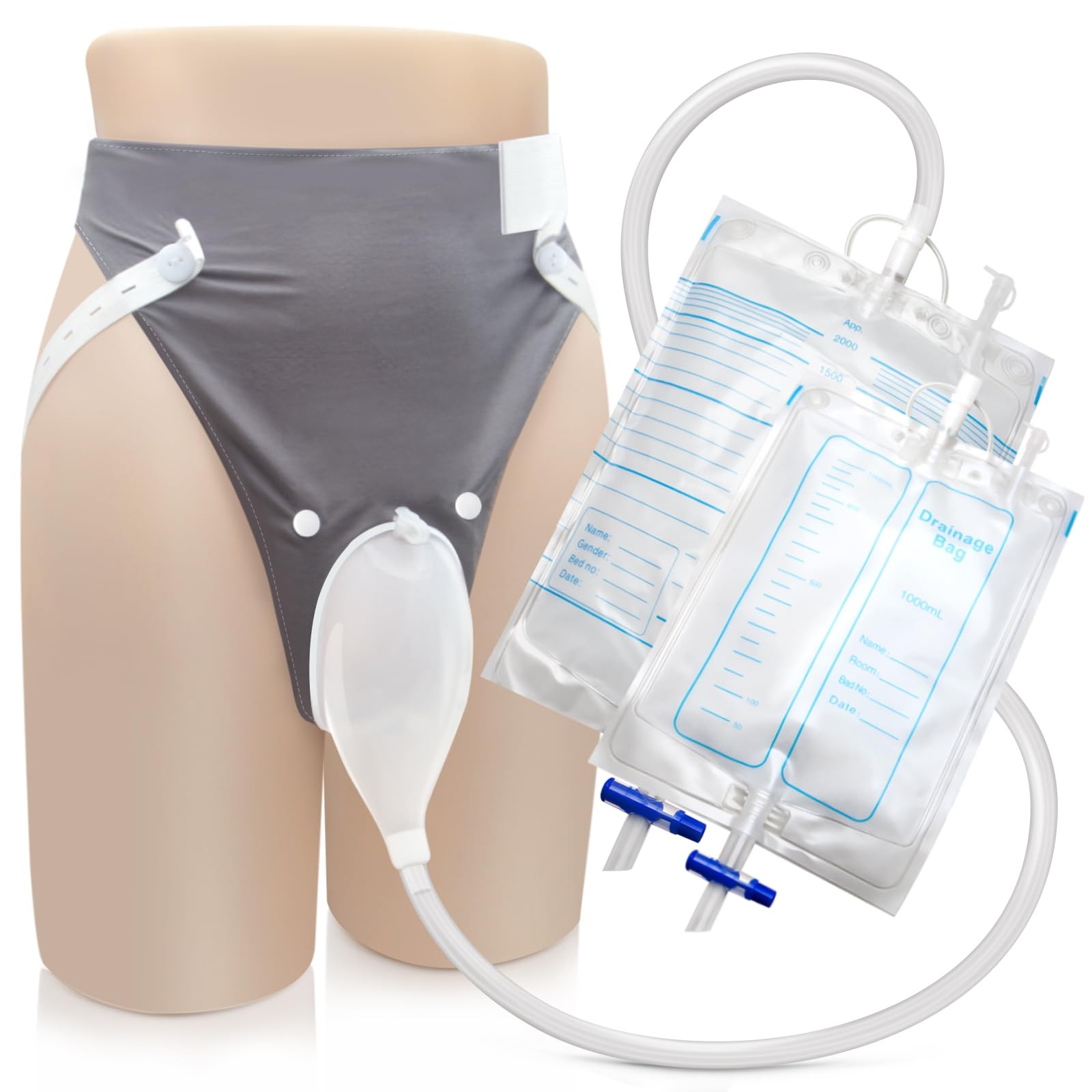 Condom Catheters for Elderly Men Age 80, External Catheter with 2 Urine Collect