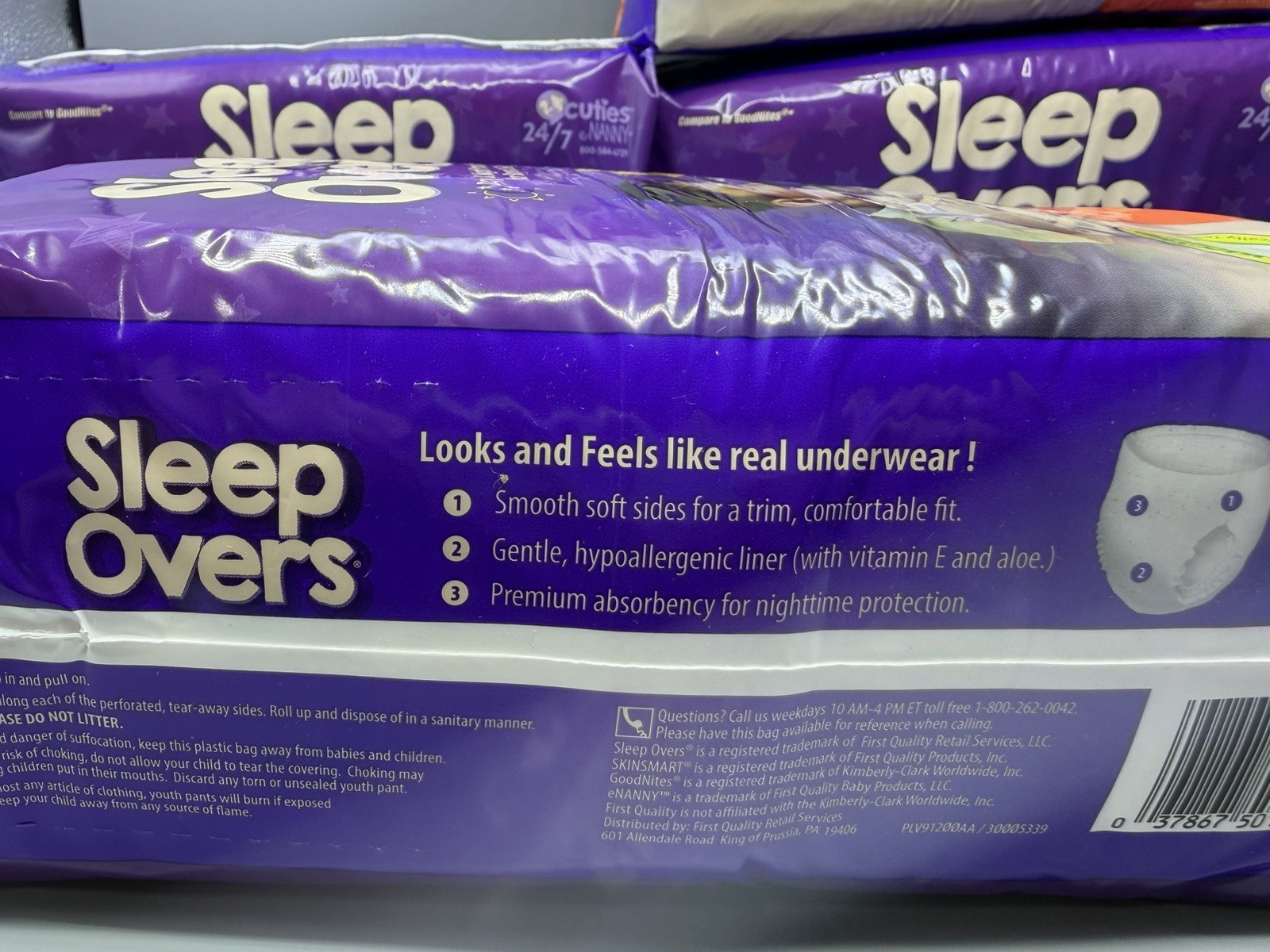 (4) PACKS OF 12 SLEEP OVERS BY CUTIES PULL UP UNDERBRIEFS LG XL 60-125 POUNDS