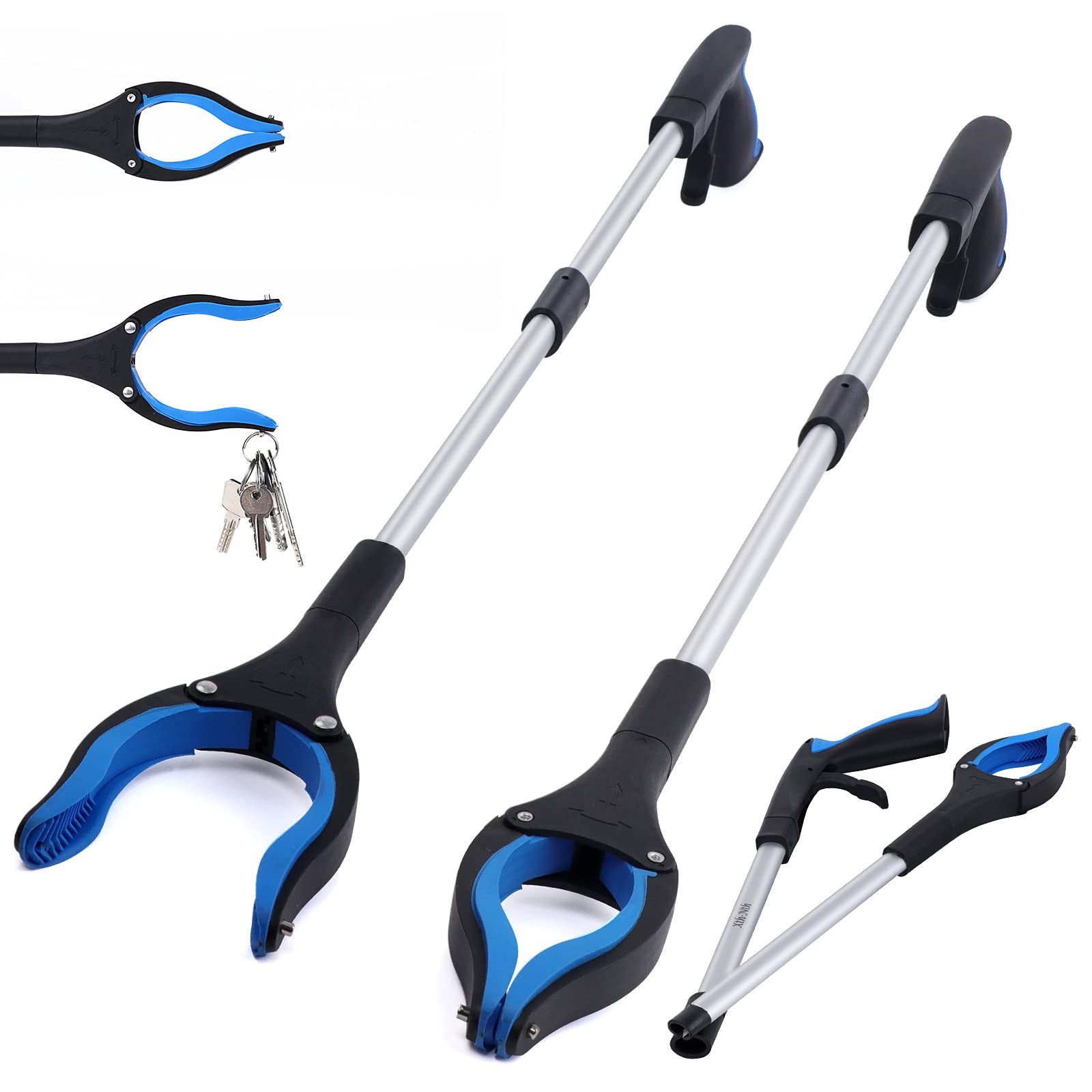 Ergonomic Reach Pick-Up Tool 32in Foldable Anti-Slip Magnetic Gripper 2-Pack ABS