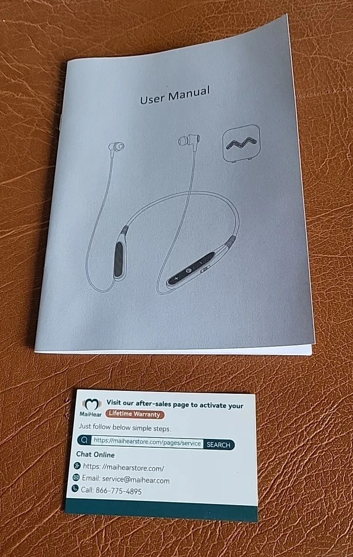 Maihear Rechargeable Hearing Amplifier/Aids Wireless Neckband Headphones BW20