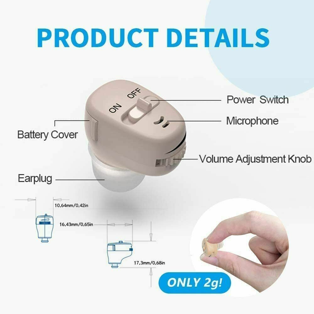 1 Pair Hearing Aid Invisible In-Ear Enhancer Adjustable Sound Voice Amplifier