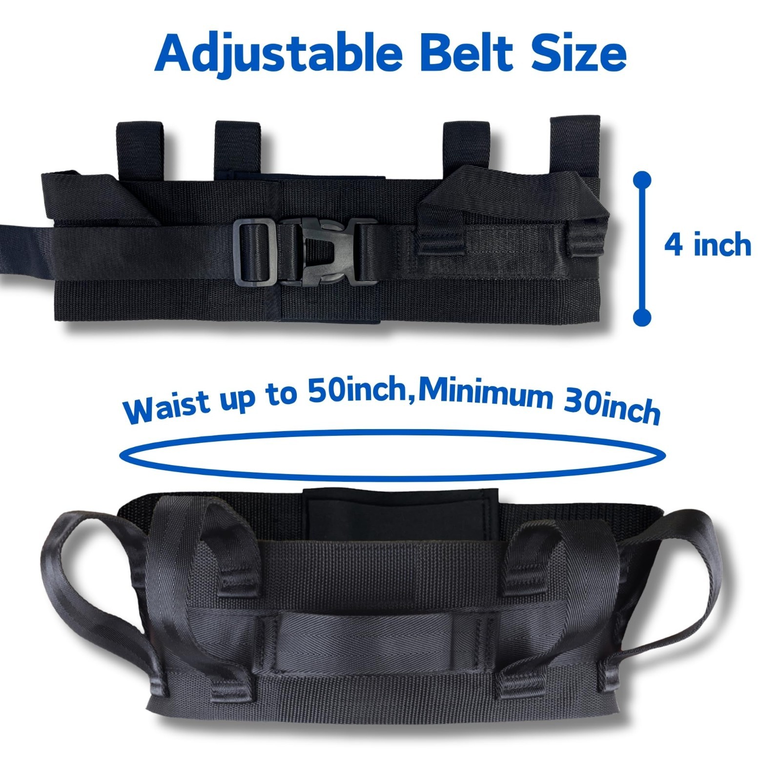 Adjustable Gait Belt with 7 Handles for Seniors, Patient Transfer Safety Lift Be