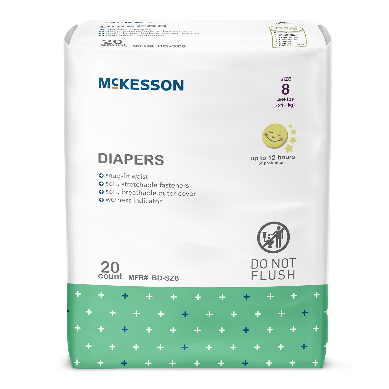 McKesson Baby Diaper 8 Heavy Absorbency Breathable / Overnight BD-SZ8 20 Ct