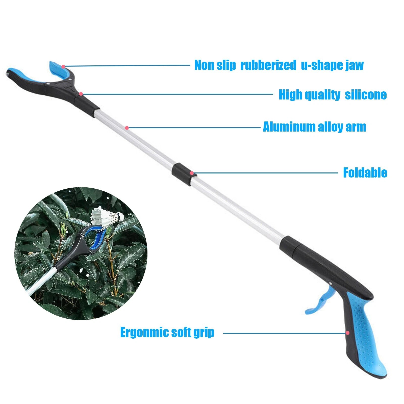Foldable Grabber Garbage Pliers Trash Collection Tool for Outdoor Cleanup