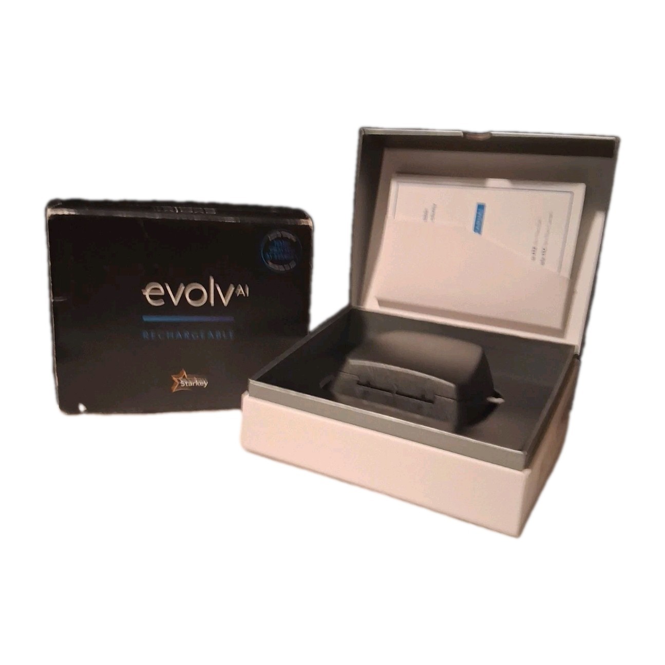 Starkey Evolv AI ITE Rechargeable Hearing Aids Beige w/ Charging Case Kit