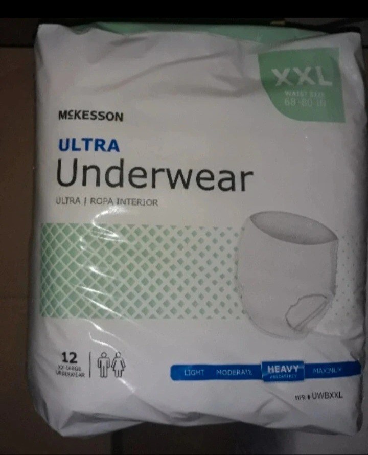Adult Underwear, XXL, ULTRA Heavy Absorbency, McKesson 12 Count ( Lot of 2)
