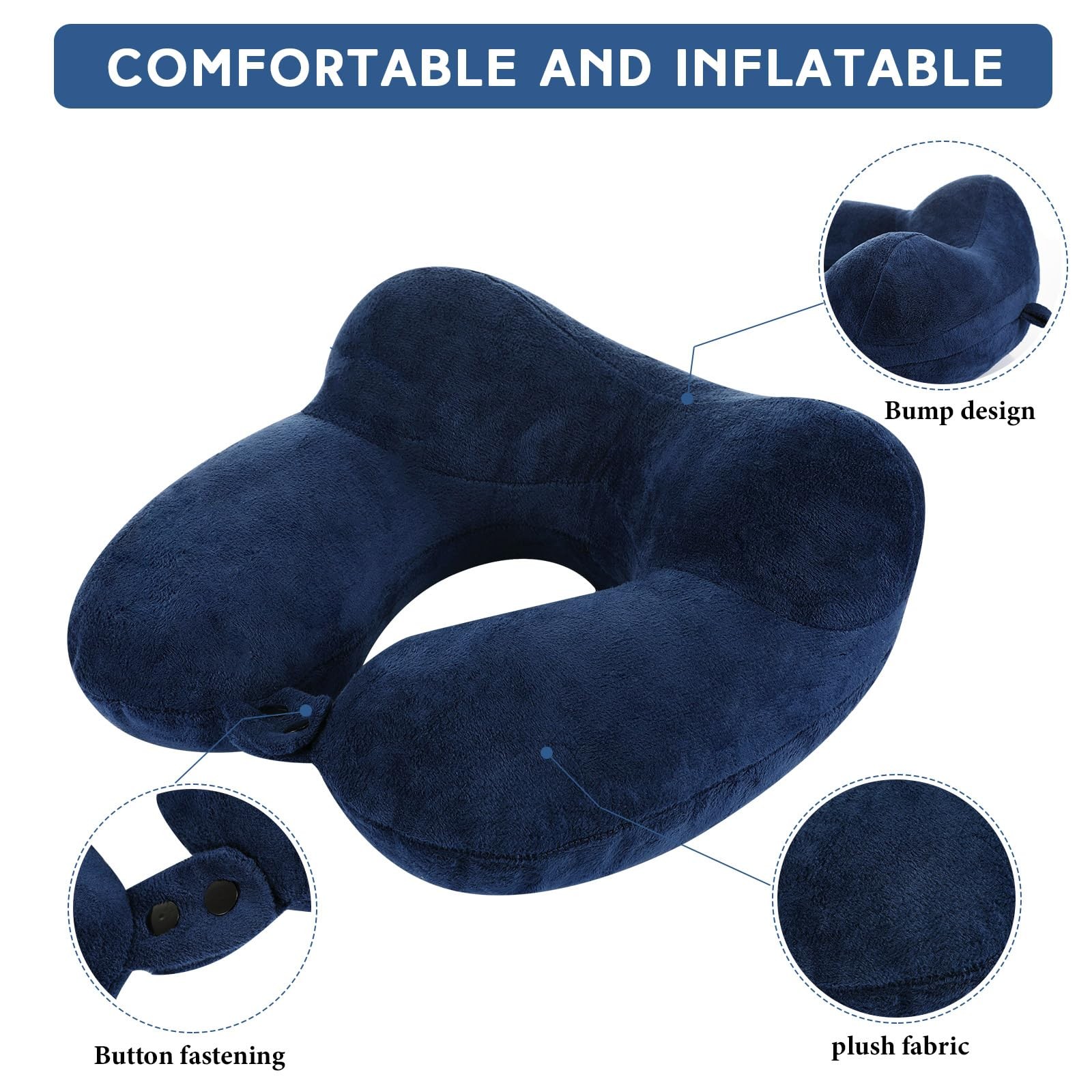 Sintuff 2 Pack Inflatable Travel Pillow for Light Gray and Dark Blue