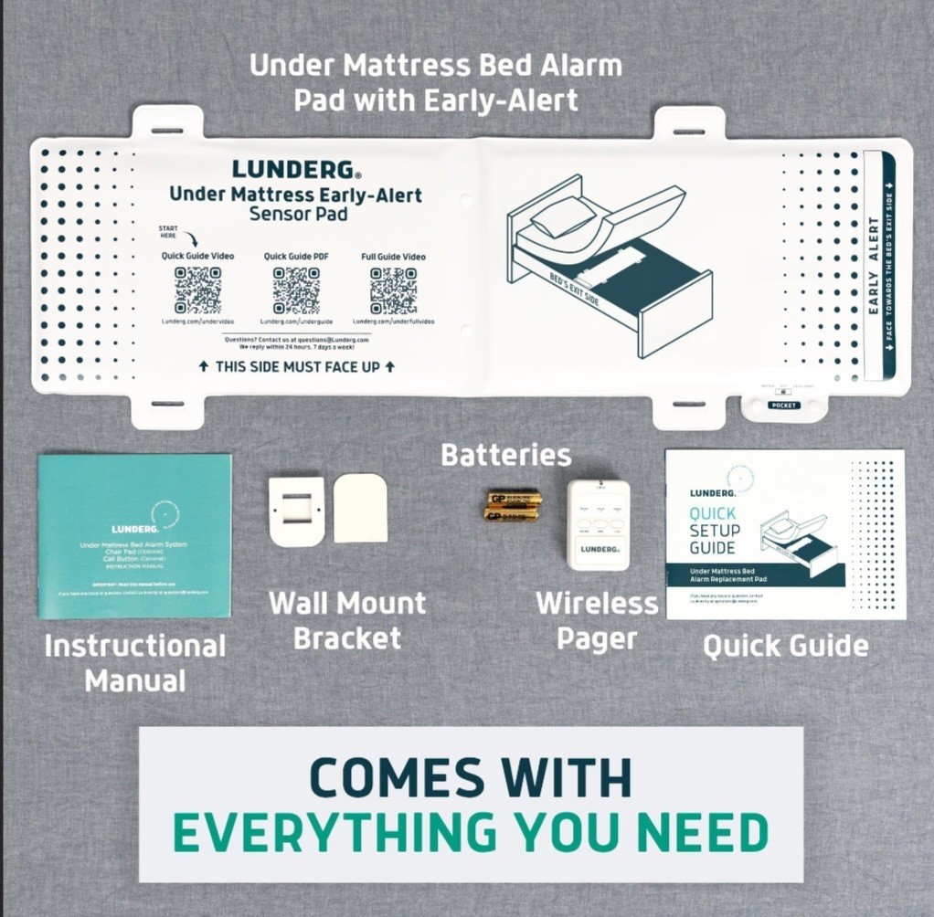 Lunderg Under Mattress Bed Alarm for Elderly Adults Bed Alarms & Fall Prevention