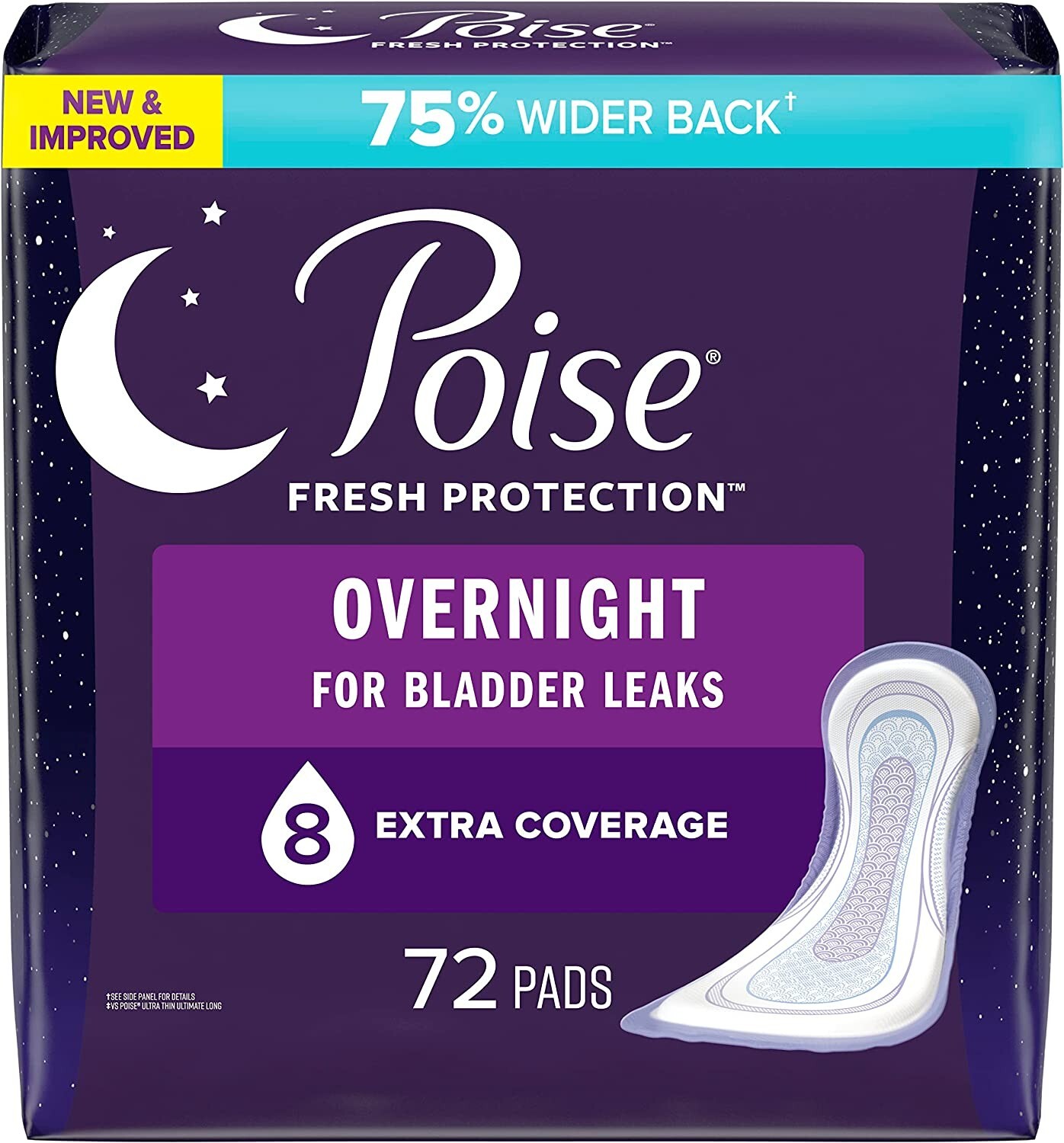Poise Pads Women’s Ultimate – Overnight – Extra Coverage 72 count