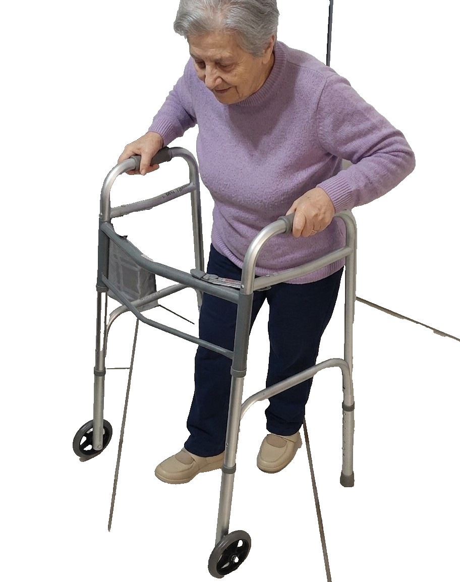 Guardian Two-Button Folding Walker with 5″ Wheels – Pre-Owned