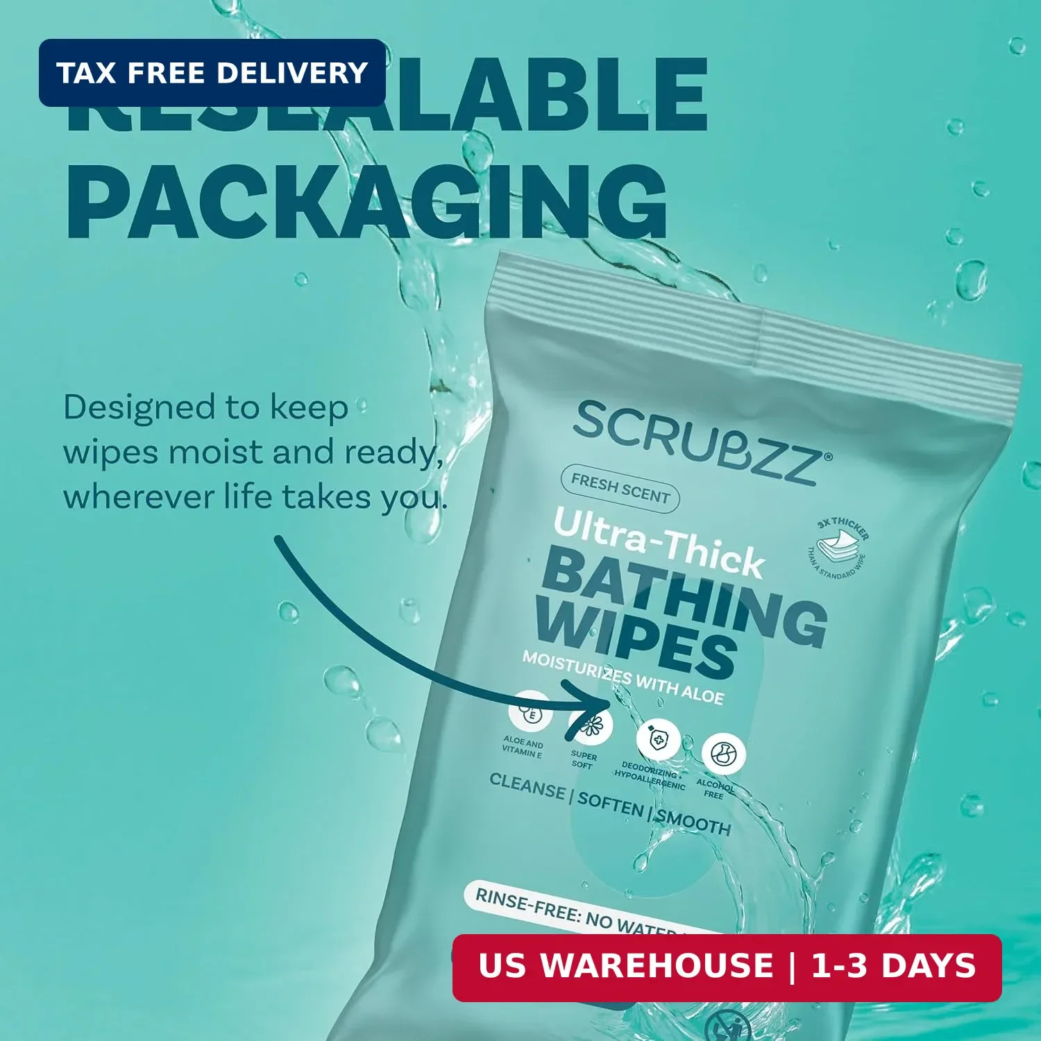 Extra Large Bath Wipes for Adults Bathing No Rinse – 40 Ultra Thick Disposable B