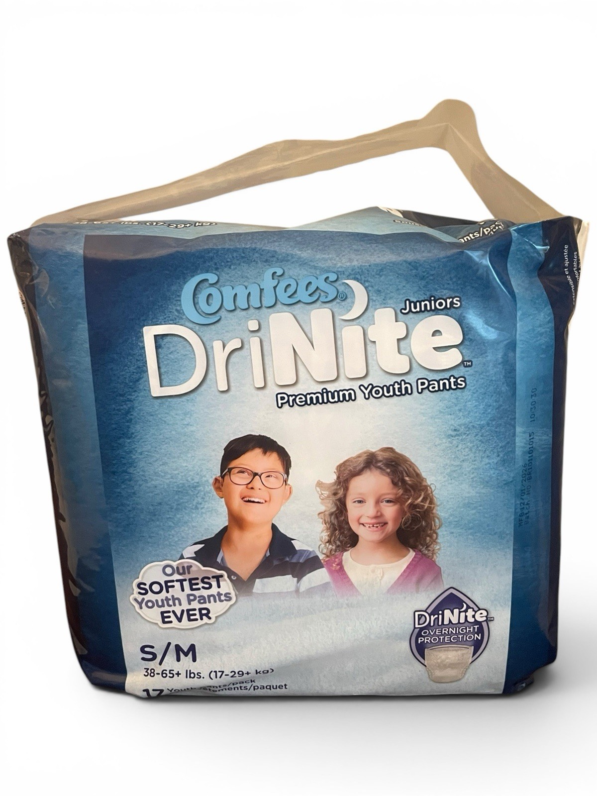 17 count Comfees DriNite Juniors Youth Pants Size S/M 38-65+ Lbs