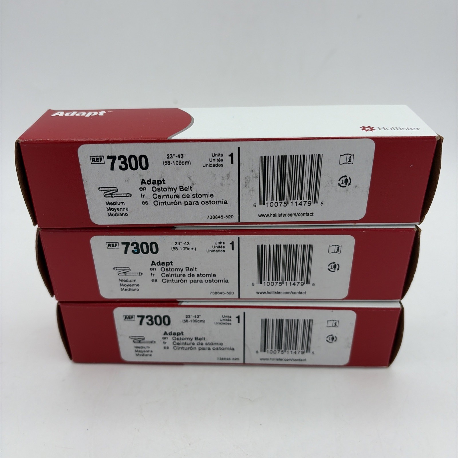 3 Hollister 7300 Adapt Adjustable Ostomy Belts 23″ to 43″ Waist Exp 2029
