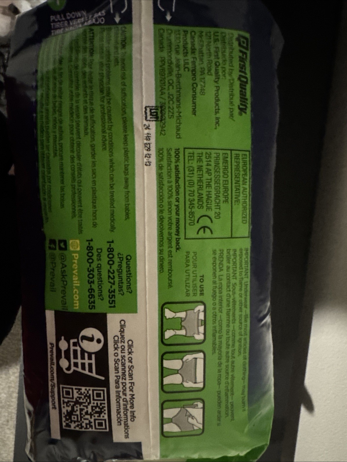 Prevail Daily Underwear Size: Large 44”-58” Pack Of 18