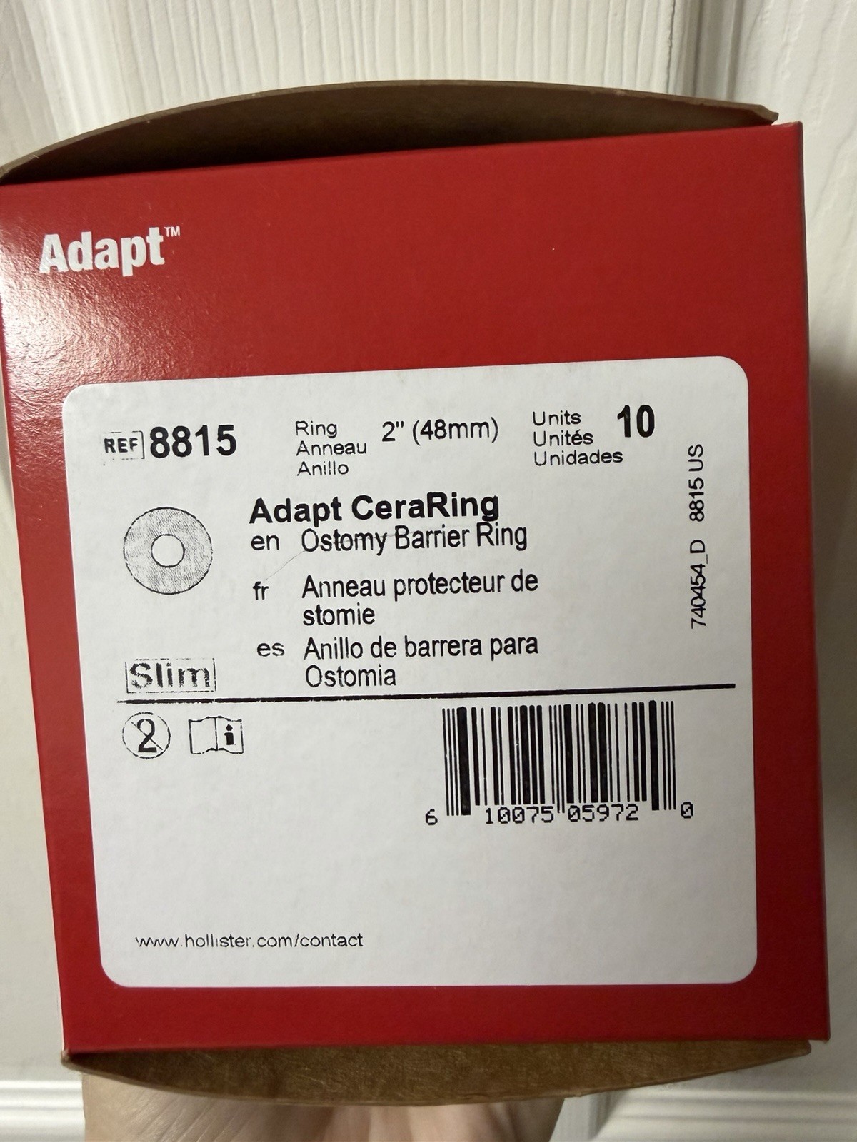Hollister 8815 Adapt CeraRing Slim Barrier Rings, Size 10/Bx