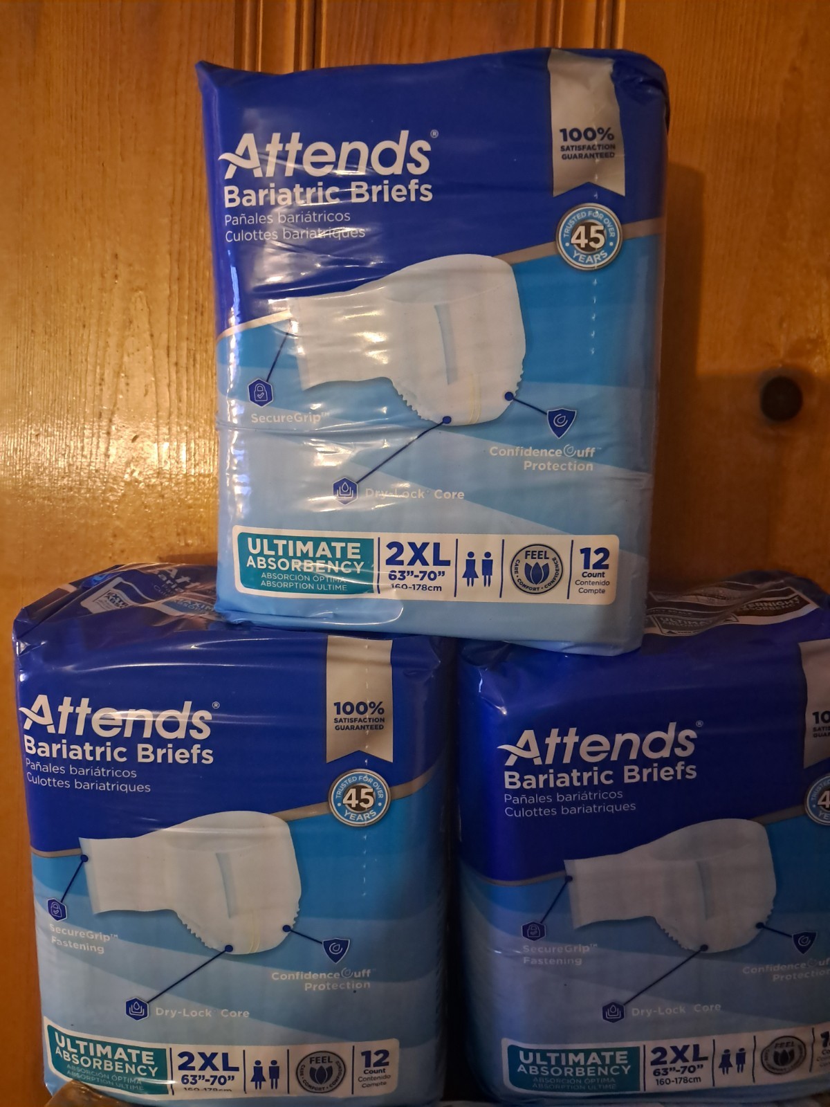 Attends Bariatric Underwear Ultimate Absorbency 2XL XXL 4 Packs of 12 48ct Total