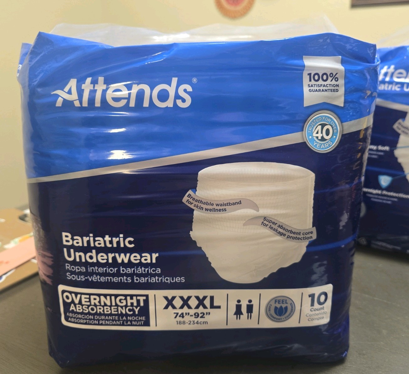 Adult Incontinence Underwear Attends Bariatric XXXL 74–92″ 10 Count New