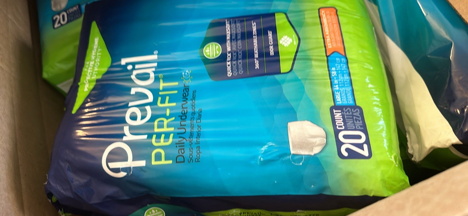 Prevail Men’s Daily Underwear XL Extra Large 58 -68 20 Each