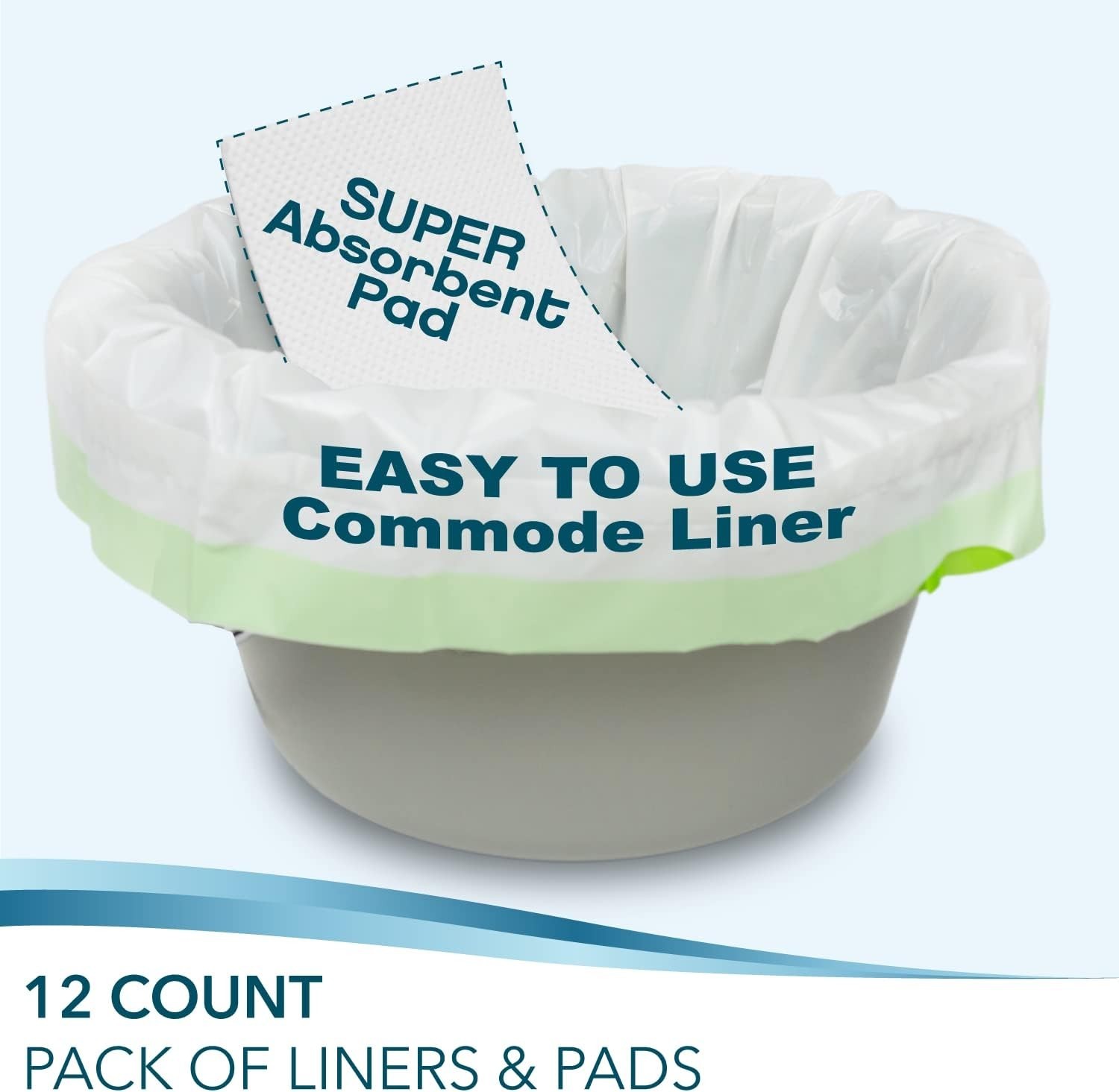 24 Disposable Commode Liners & Pads for Seniors and Caregivers – Easy Clean