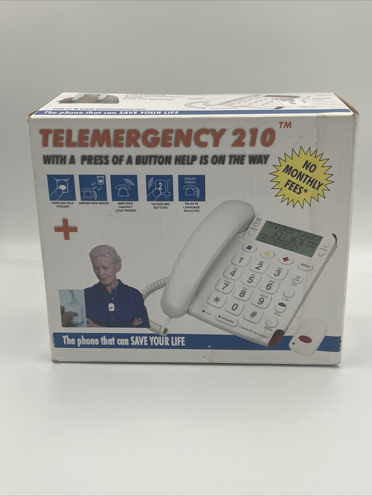 Telemergency 210 Emergency Help Landline Telephone With Remote