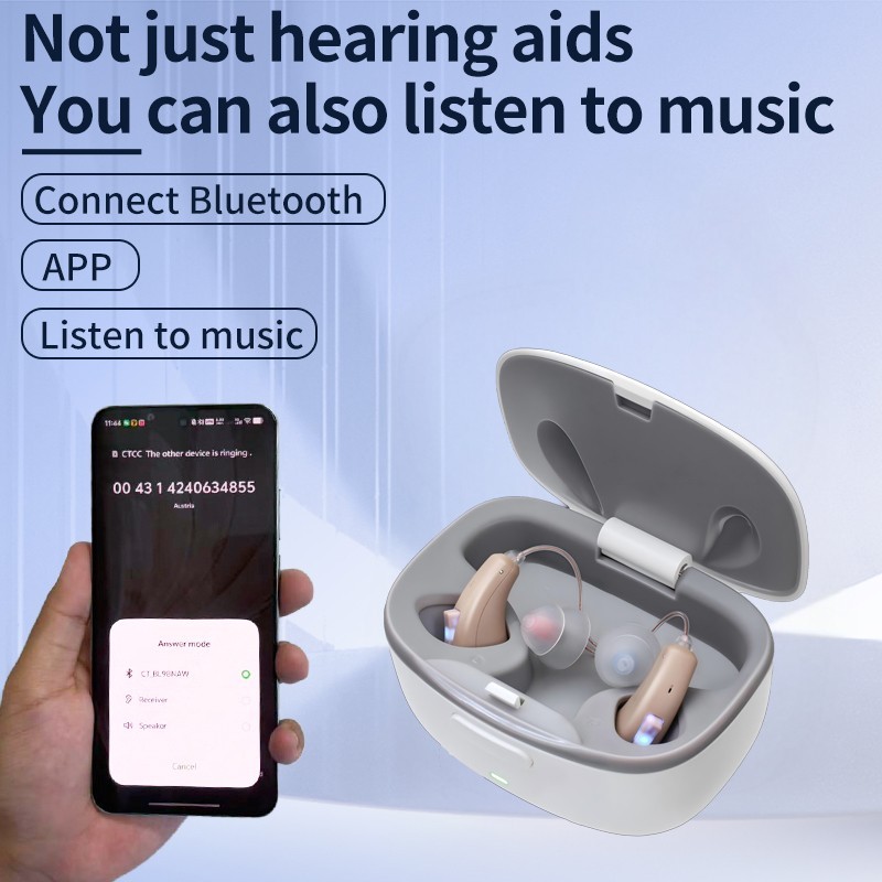 Bluetooth APP Control Rechargeable Hearing Aids For Seniors With Music Streaming