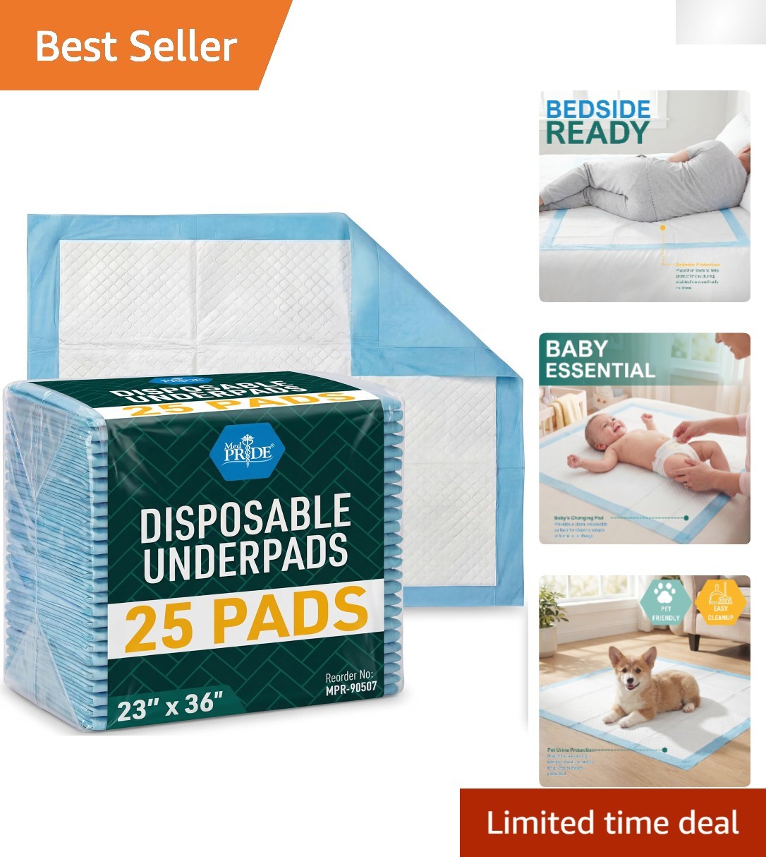 Bulk Pack of 25 Super Absorbent Underpads – 23” x 36” for Total Protection