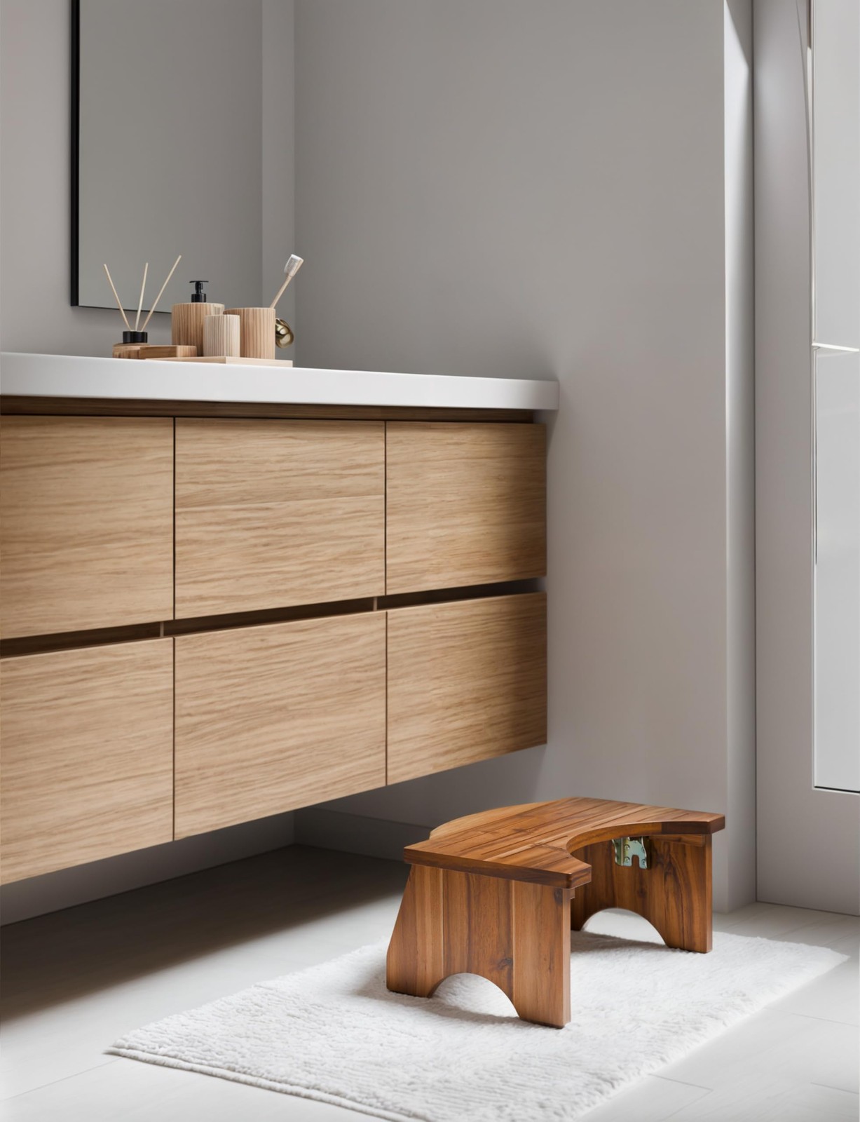 HOLANA Foldable 7.2″ Acacia Wood Toilet Stool for Adults & Kids Squat Pooping