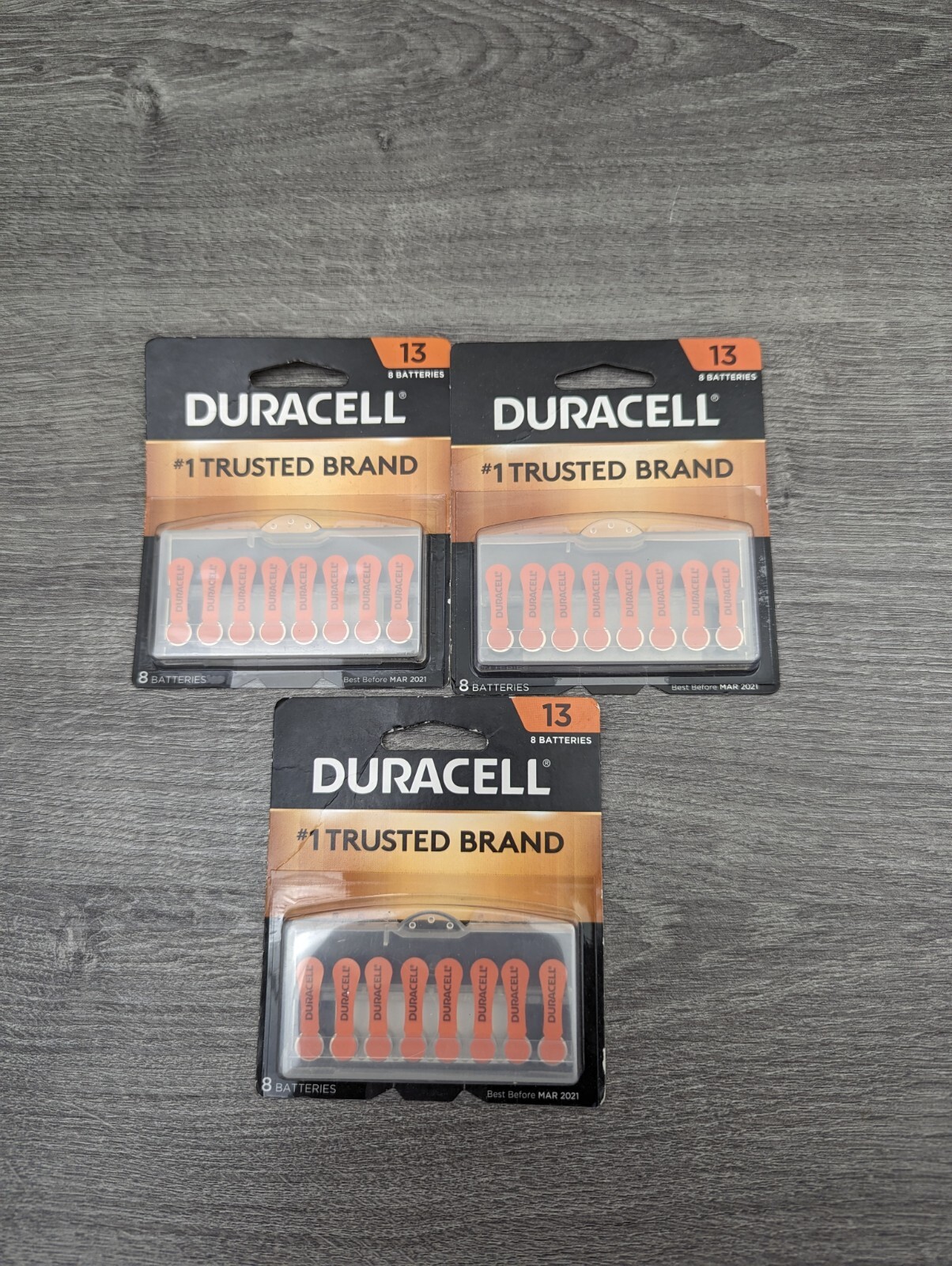 Lot of 3/ 8-pack Duracell Size 13 Hearing Aid Batteries DA13B8ZM EXP: 03/2021