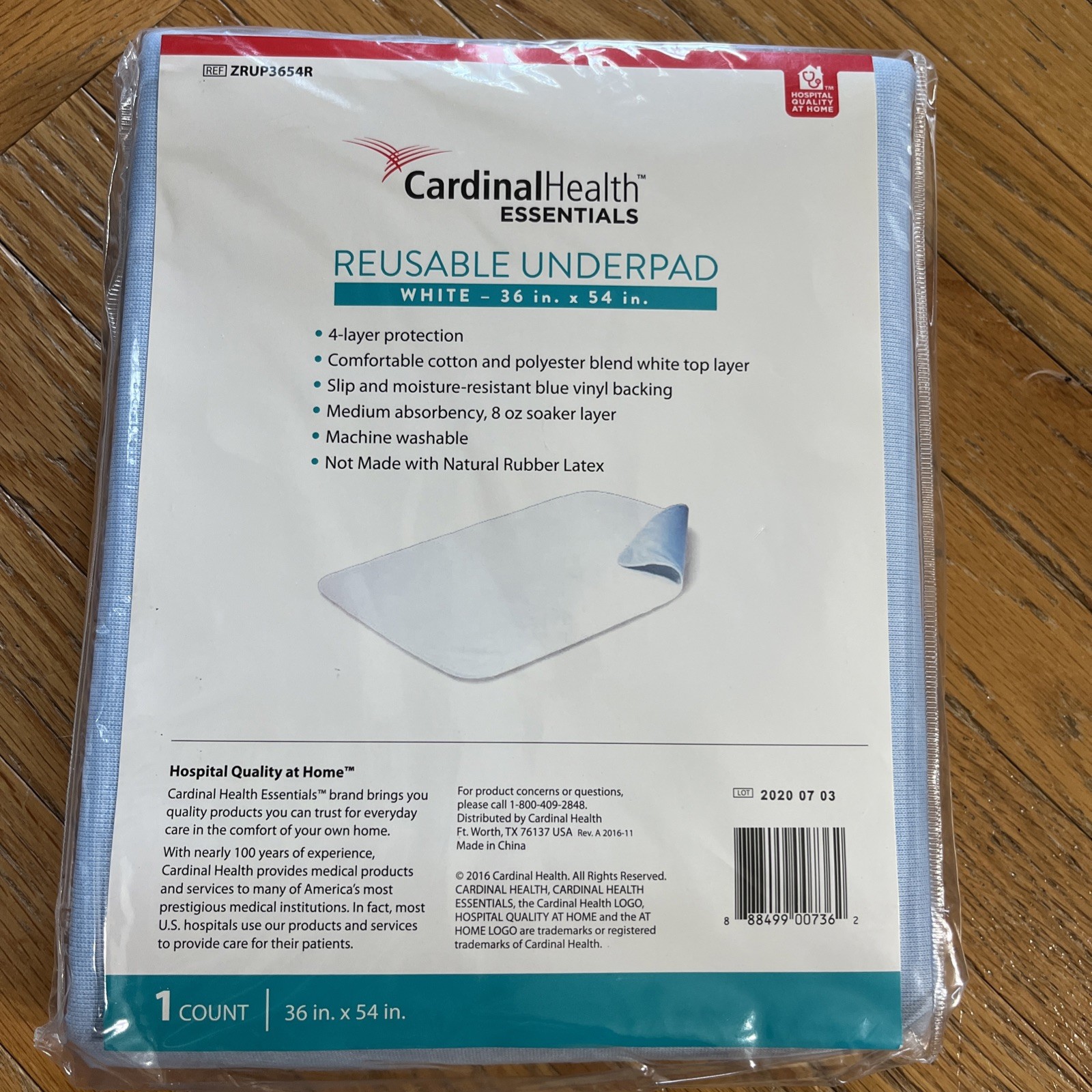 NEW Cardinal Health Reusable Underpad Bed Pad for Incontinence 36” x 54”