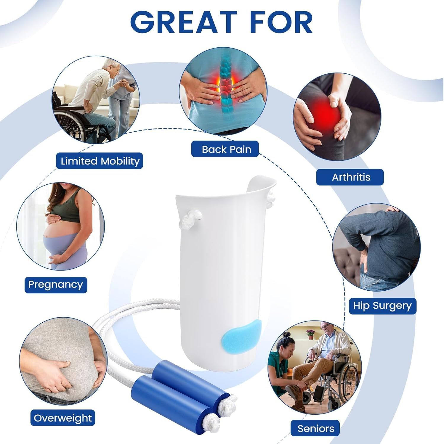Jellas Sock Aid Kit, Flexible Sock Aid Device with Long Rope – Sock Puller Aid E