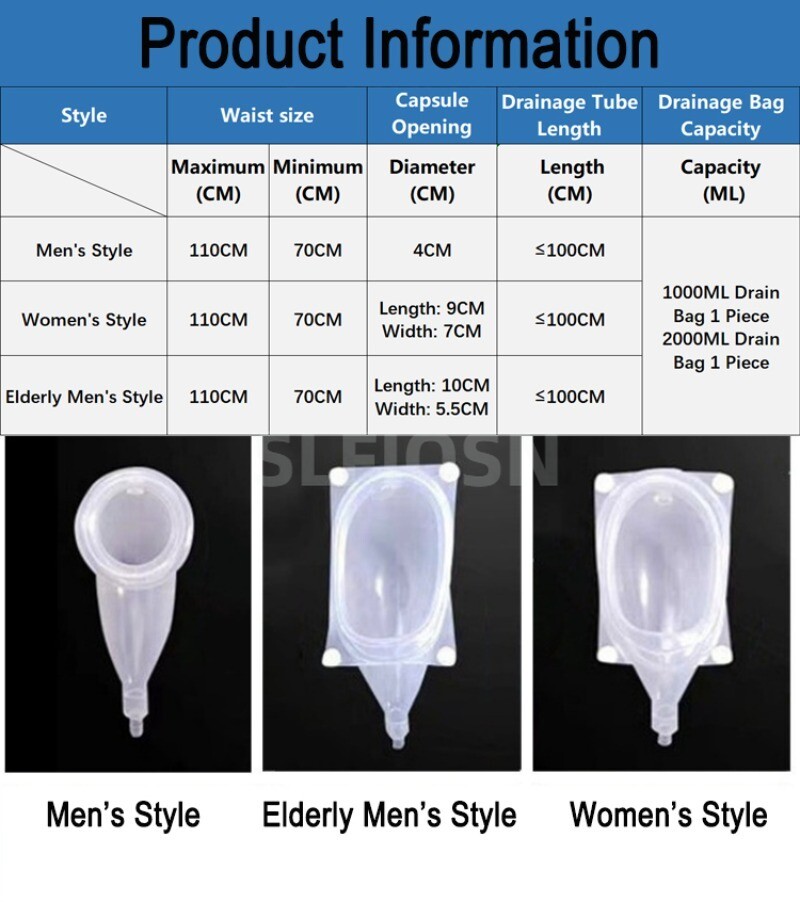Male/Female Silicone Urine bag Collector Urinal Pee Holder Collector Urinary
