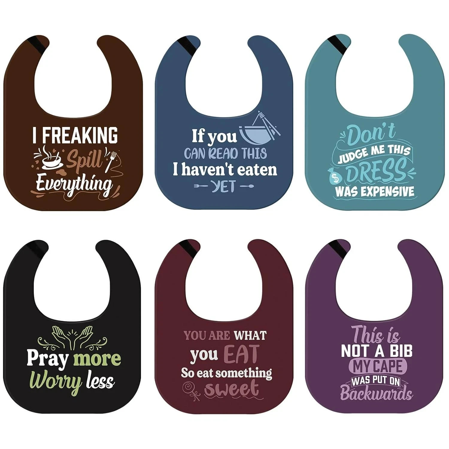 6 Pcs Funny Adult Bibs for about 23.6 x 18.1 inches, As Shown in Pictures