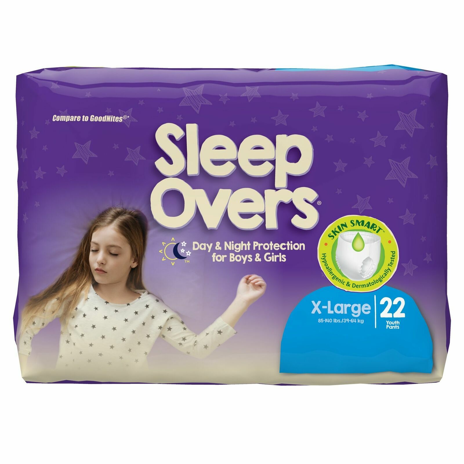 Cuties Sleep Overs Youth Underwear X-Large 85 to 140 lbs. SLP05303 22 Ct