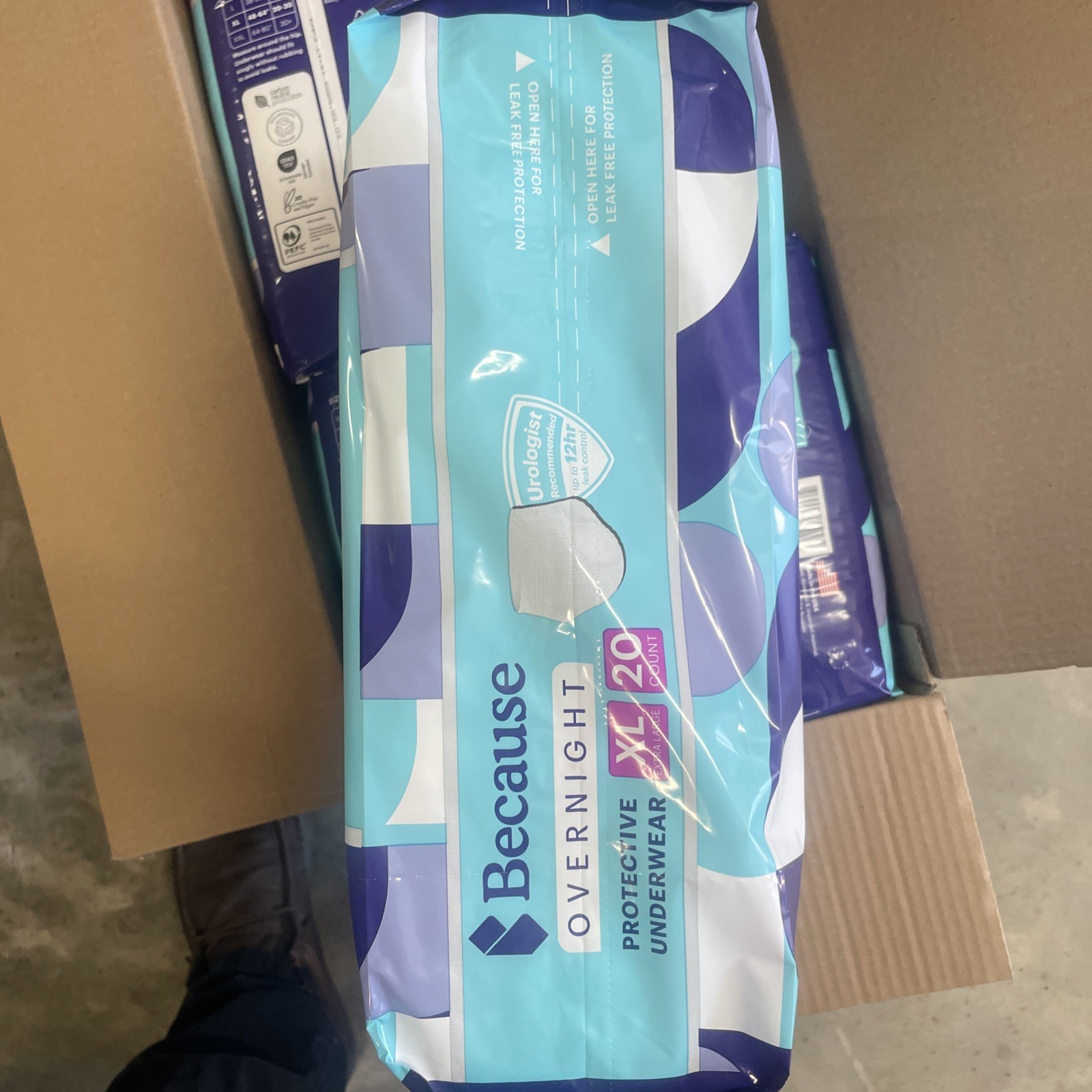 Because Overnight Pull Ups, Adult Incontinence Underwear, Large, 80 Ct (4×20)