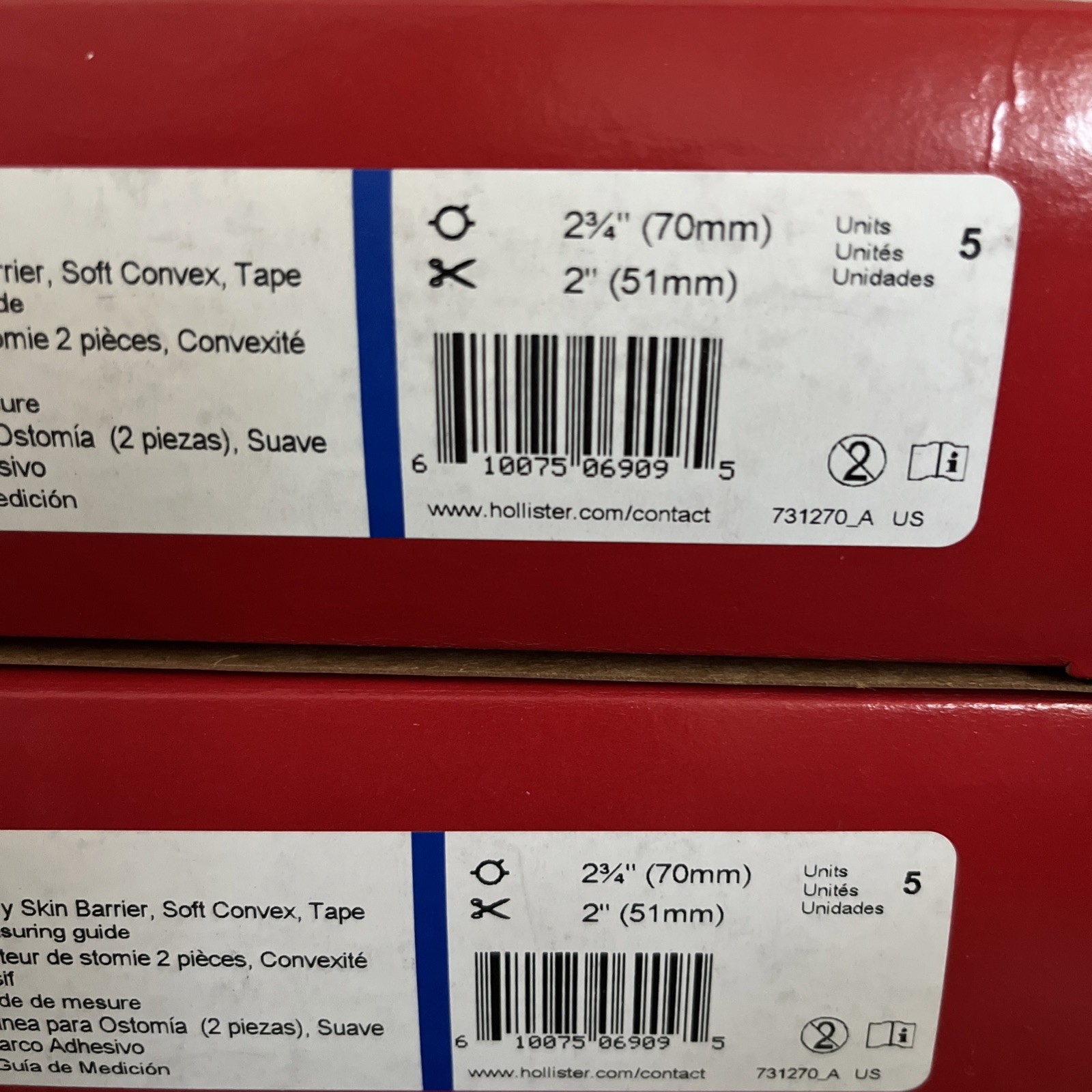 2 Boxes of 5 Each HOLLISTER 11704 CeraPlus CONVEX Skin Barrier Exp. 2031